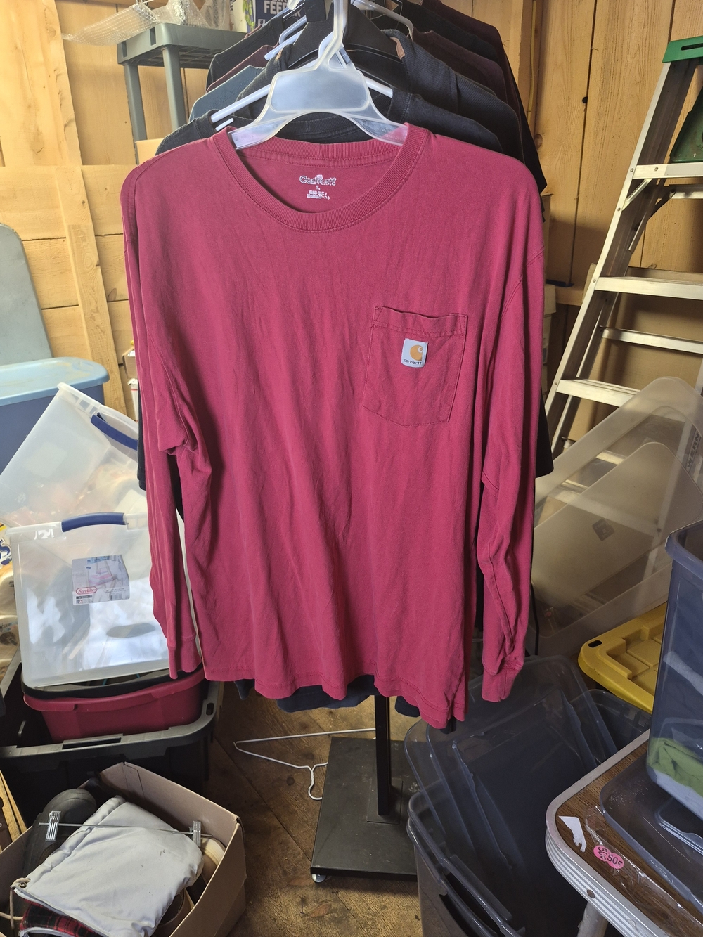 Carhartt Men's Long-Sleeve Pocket T-Shirt - Red Bin 50